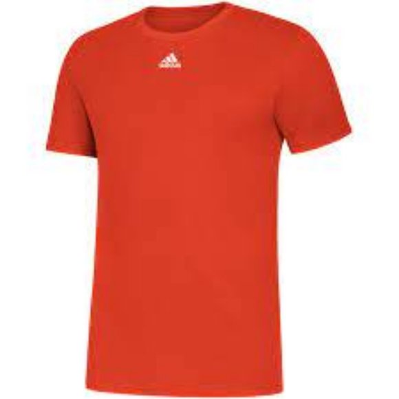 NWT ADIDAS MEN'S AMPLIFIER SHORT SLEEVE SHIRT ORANGE/WHITE XS - Picture 1 of 3